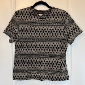 Vintage Black & Tan Textured Knit Top Size XL